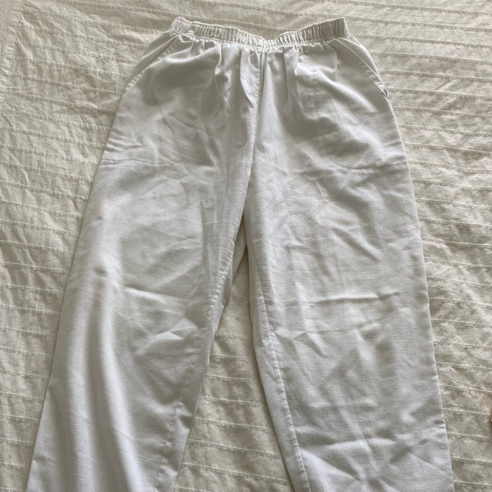 White linen pants